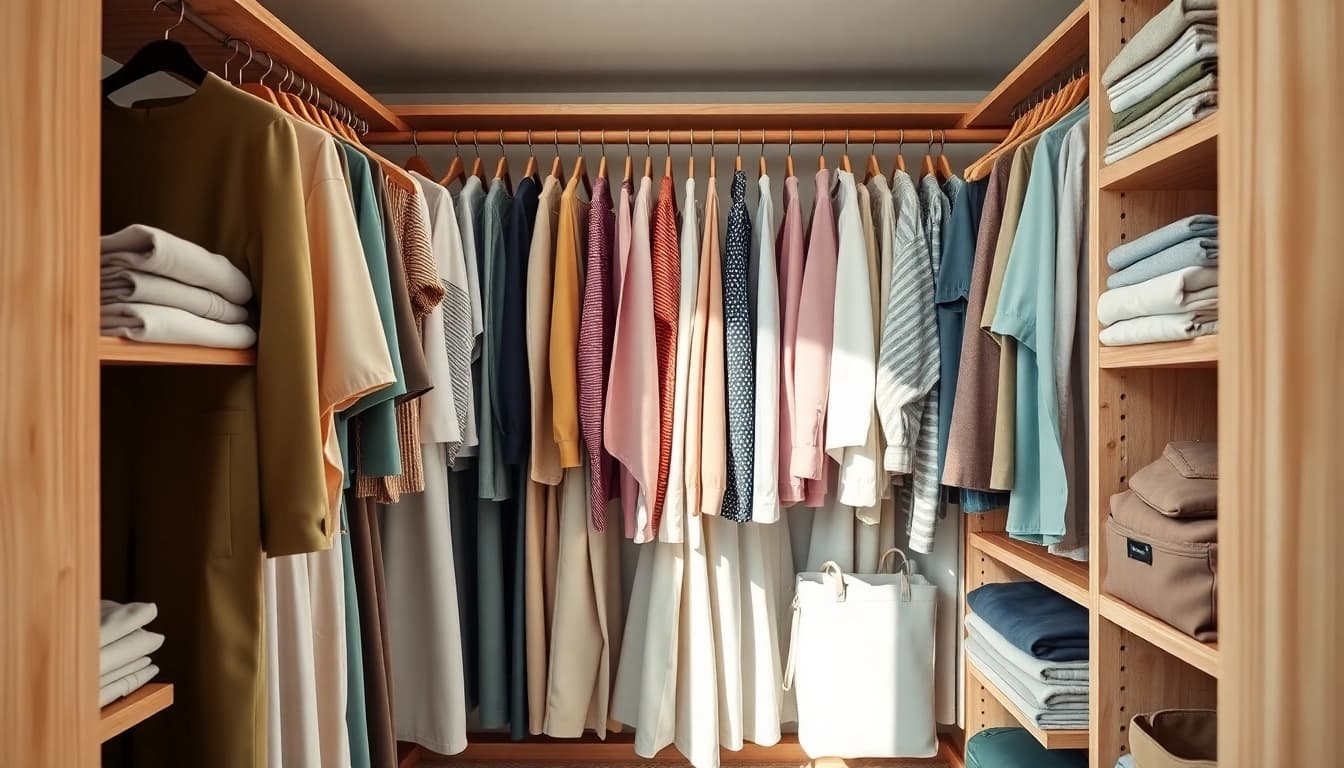 Transform your space with effective closet organization showcasing color-coded arrangements.
