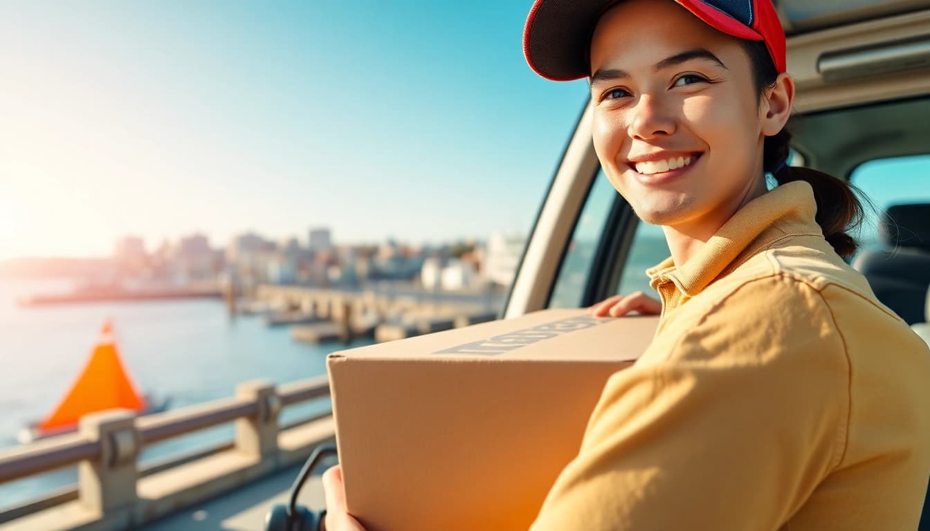 Delivering coastal products in Halifax, Canada with a friendly delivery person.