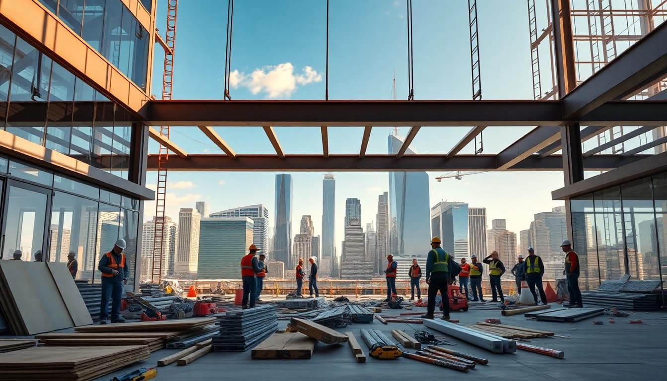 Build with expertise as a New York City General Contractor working in a vibrant construction site.
