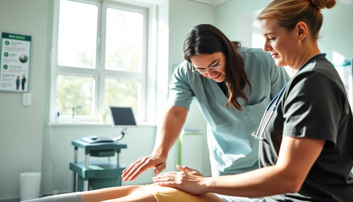Seventeen Physio demonstrates personalized therapy to a patient in a bright, welcoming clinic environment.
