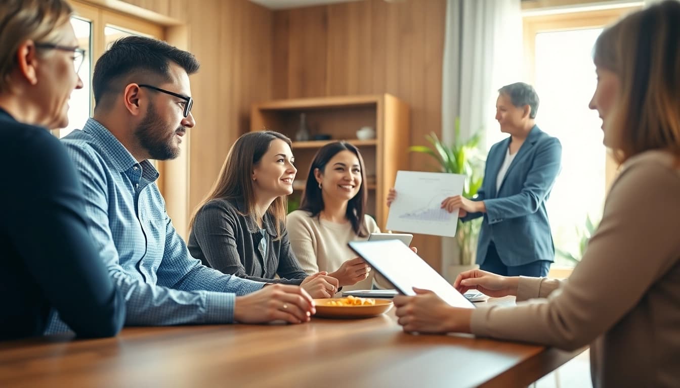Family engaging in a life insurance discussion with an agent, highlighting financial security.