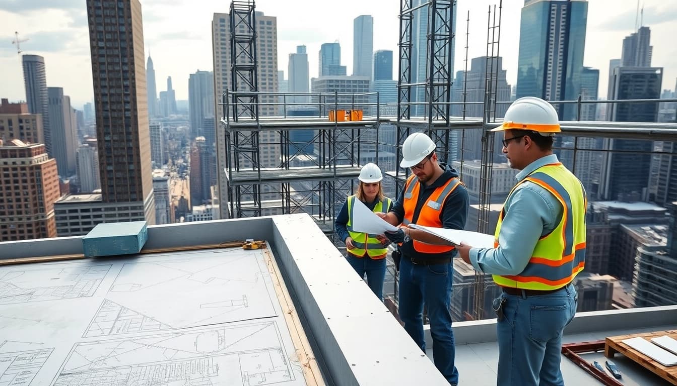 Contractor team at work on a site, emphasizing New York General Contractor services in renovation.