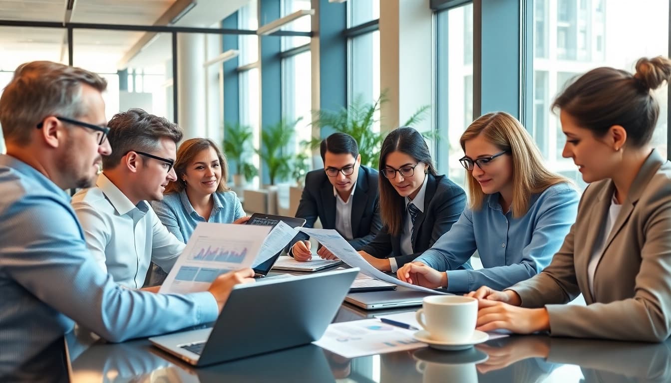 Optimizing Pre and post award compliance with a focused team in a bright office setting.