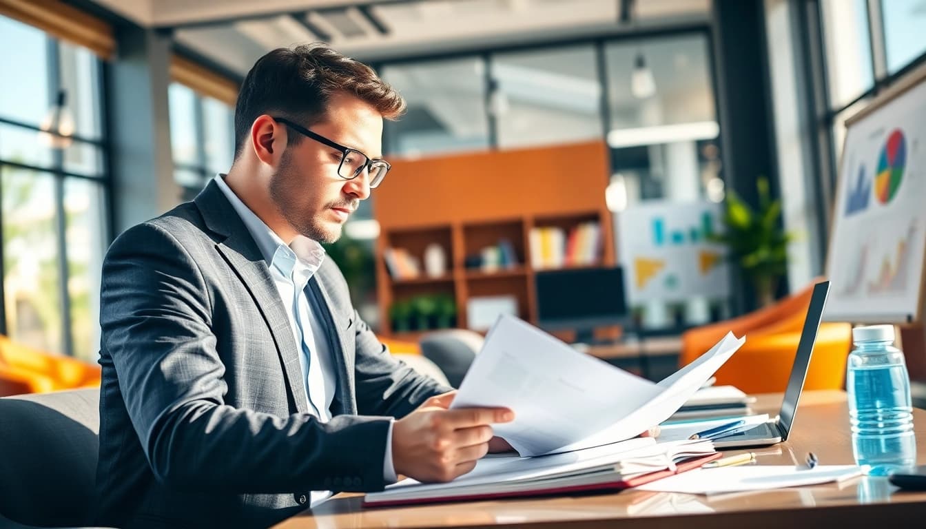 Engaging scene of Proposal Writing and Management with a consultant crafting a proposal.
