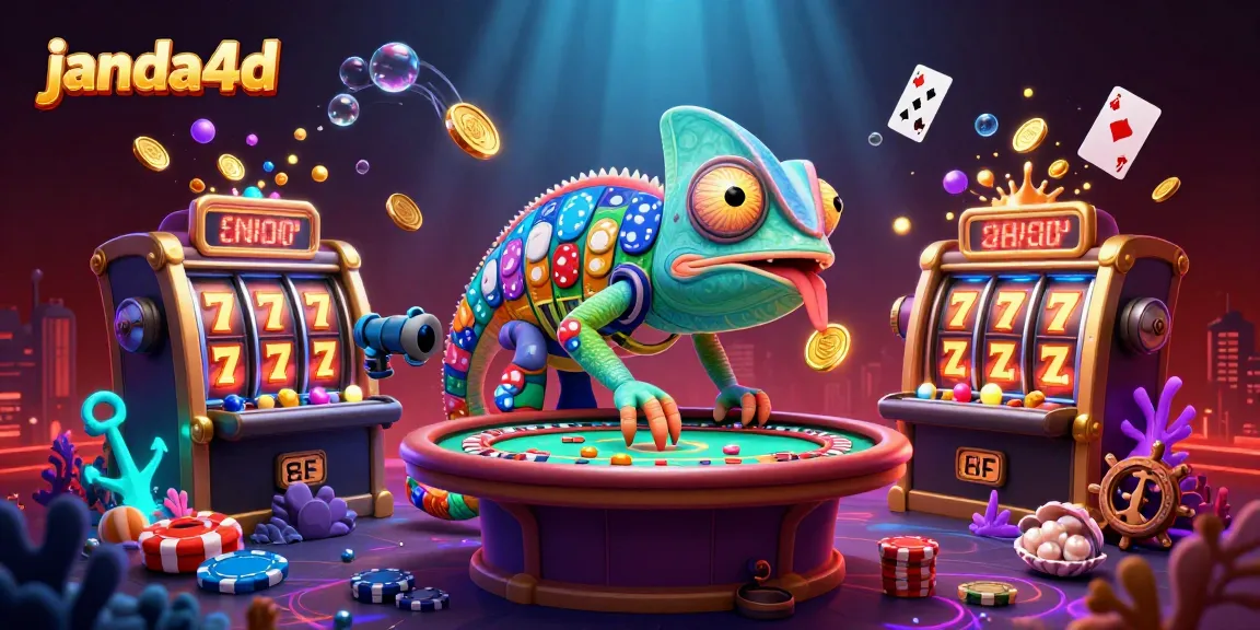 Gambarlah petualangan kasino janda4d dengan chameleon pemilik, slot berputar, dan harta karun bawah laut.