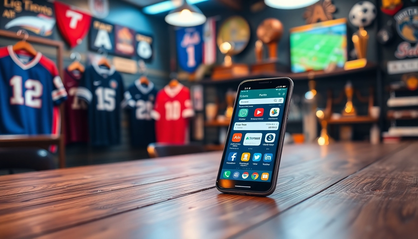 Showcasing sportsbooks in Texas on a smartphone with a sports bar ambiance.