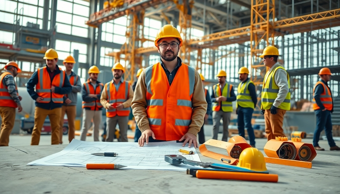 New York Commercial General Contractor oversees a vibrant construction site with diverse workers.
