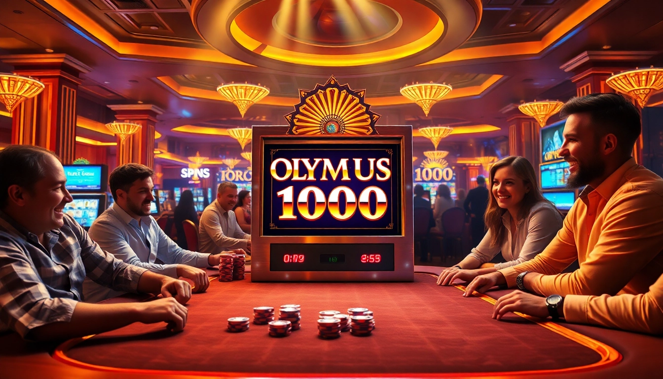 Engaging players at the Olympus 1000 slot machine in a vibrant casino setting.
