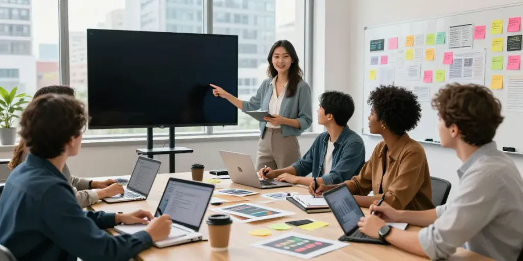 AI meeting transcription for content creators displayed during a collaborative office session.