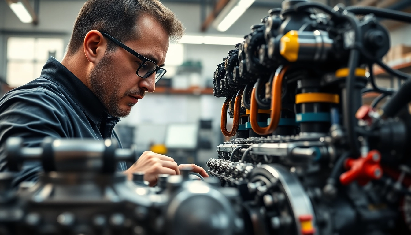 Inspecting high-performance Approved Engines in a professional workshop environment.