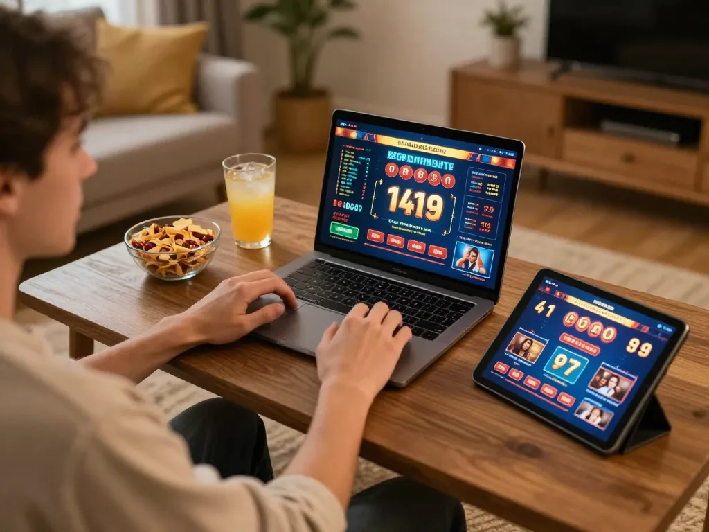 Engaging in online casino gameplay at home using 123b on tablet and laptop