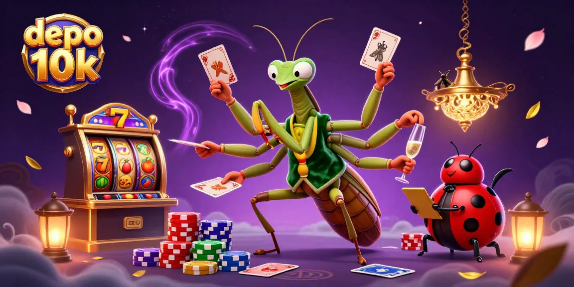 Join the fun with depo 10k as a giant mantis card sharp and ladybug pit boss engage in an exciting casino scene.