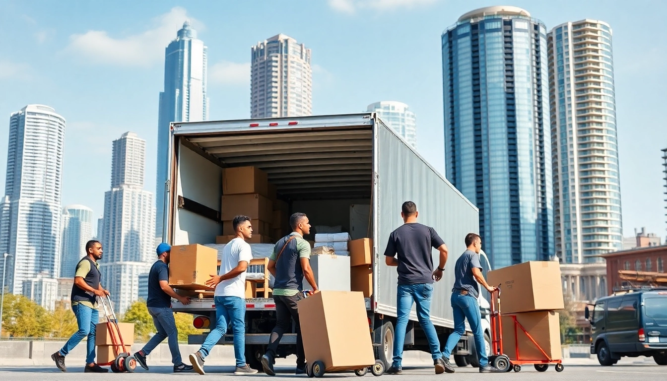 Engaged team providing Toronto moving services in a vibrant urban environment.