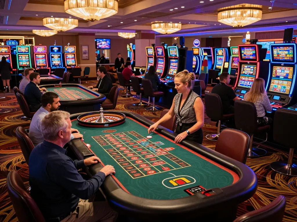 Experience the thrill of MB88's casino atmosphere with players engaged in vibrant roulette action.