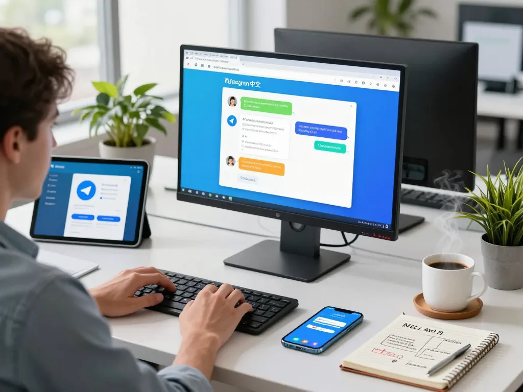 Enhance your Telegram 中文 experience with privacy settings and app features in a modern workspace.