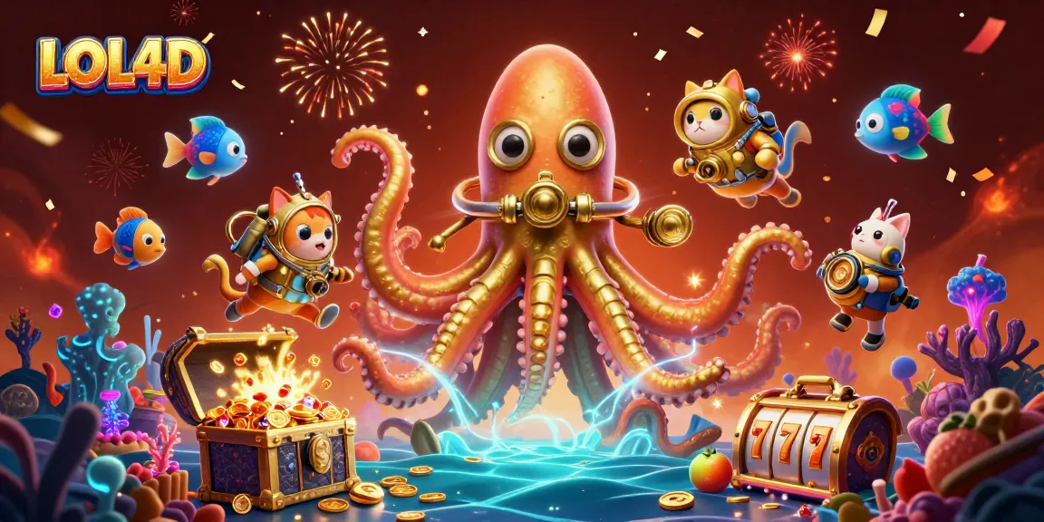 Slot jackpot LOL4D menampilkan pemain merayakan kemenangan dengan banyak koin emas.