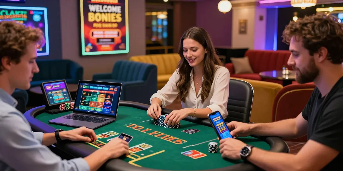 Players enjoying credit card casinos at modern gaming stations with vibrant atmosphere.