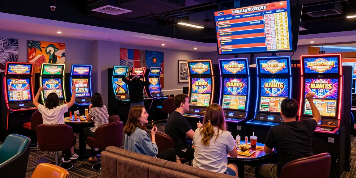 Exciting casino atmosphere showcasing players enjoying bonus buy slots at https://aboutderbyshire.co.uk, vibrant gaming lounge with cheering friends.