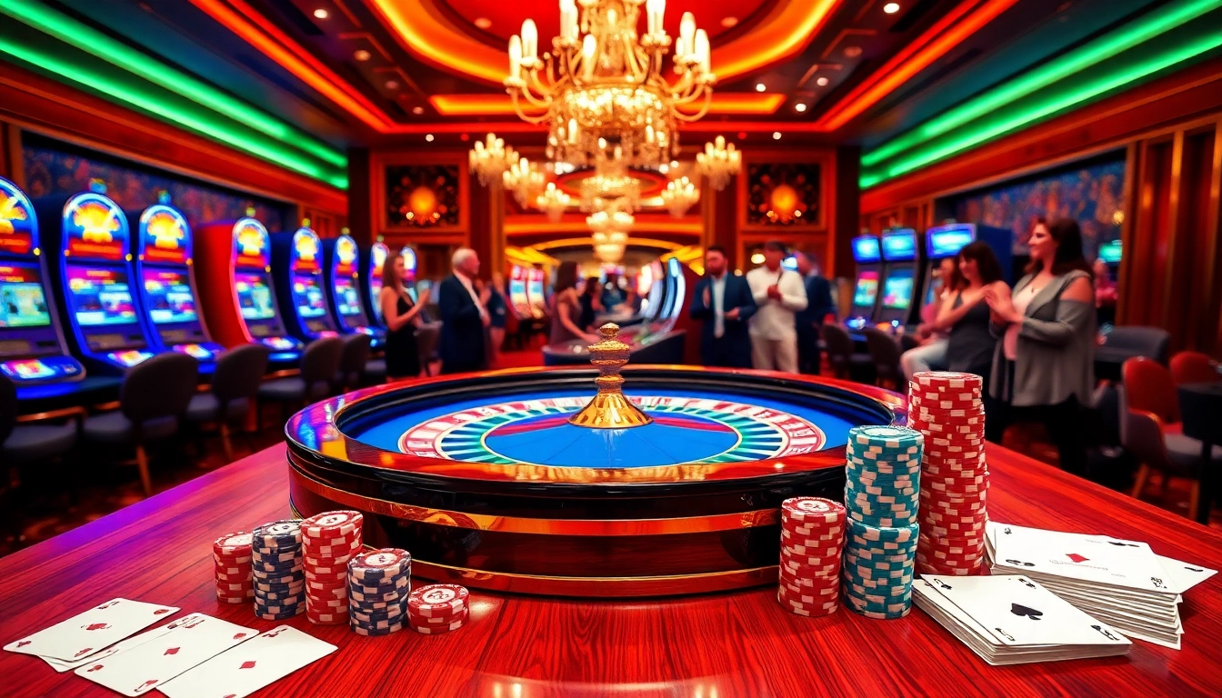 Exciting gaming scene featuring a roulette table surrounded by players at https://fly88.deal/ with luxurious casino elements.