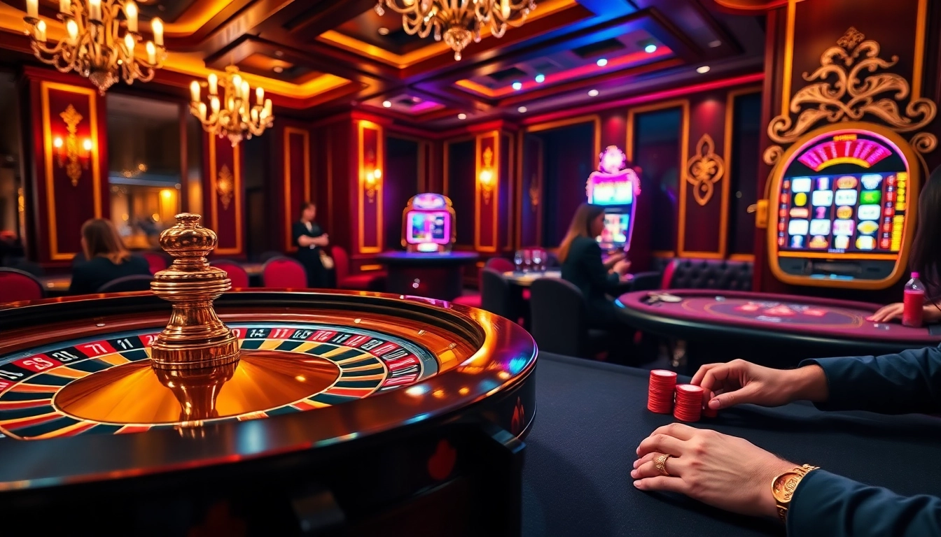 Ressentez l'excitation du meilleur casino en ligne 2026 avec des joueurs ravis à une table de poker luxueuse.