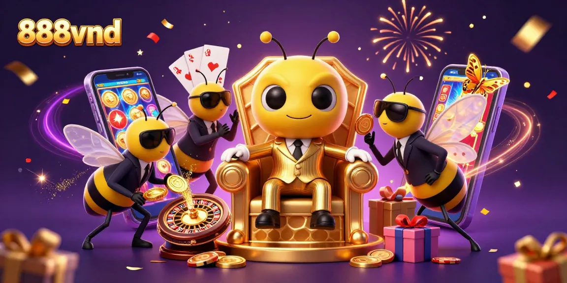 Join the thrill of 888vnd with vibrant slot games and extravagant character illustration.