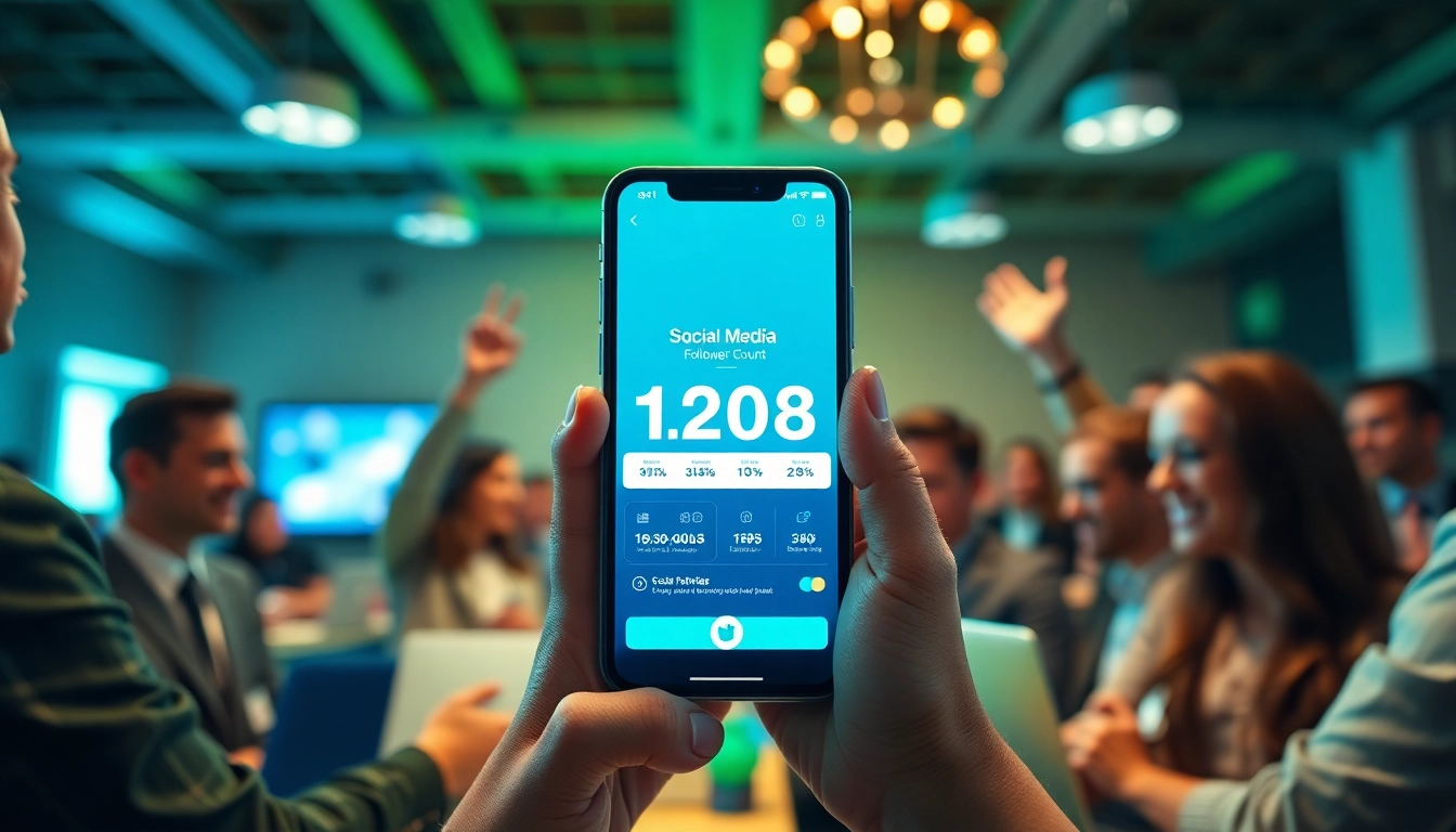 インスタ フォロワー販売で成功したスマートフォンを使ってお祝いしているシーン