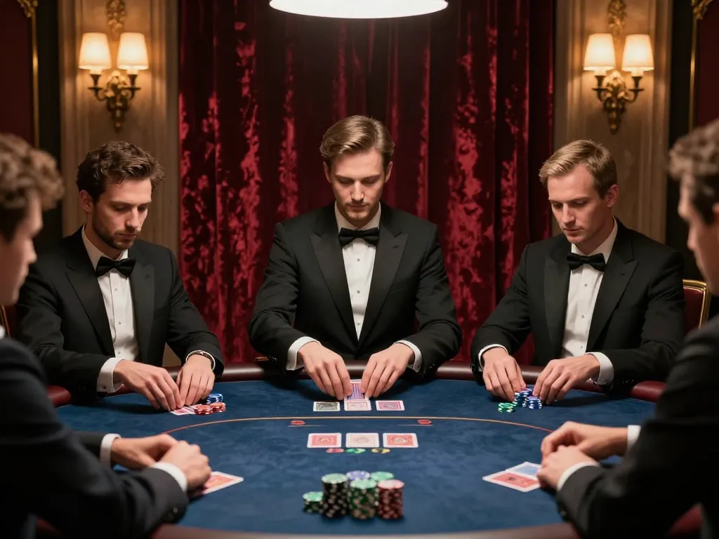 CM88 players revealing cards in luxury poker game, showcasing strategy and excitement