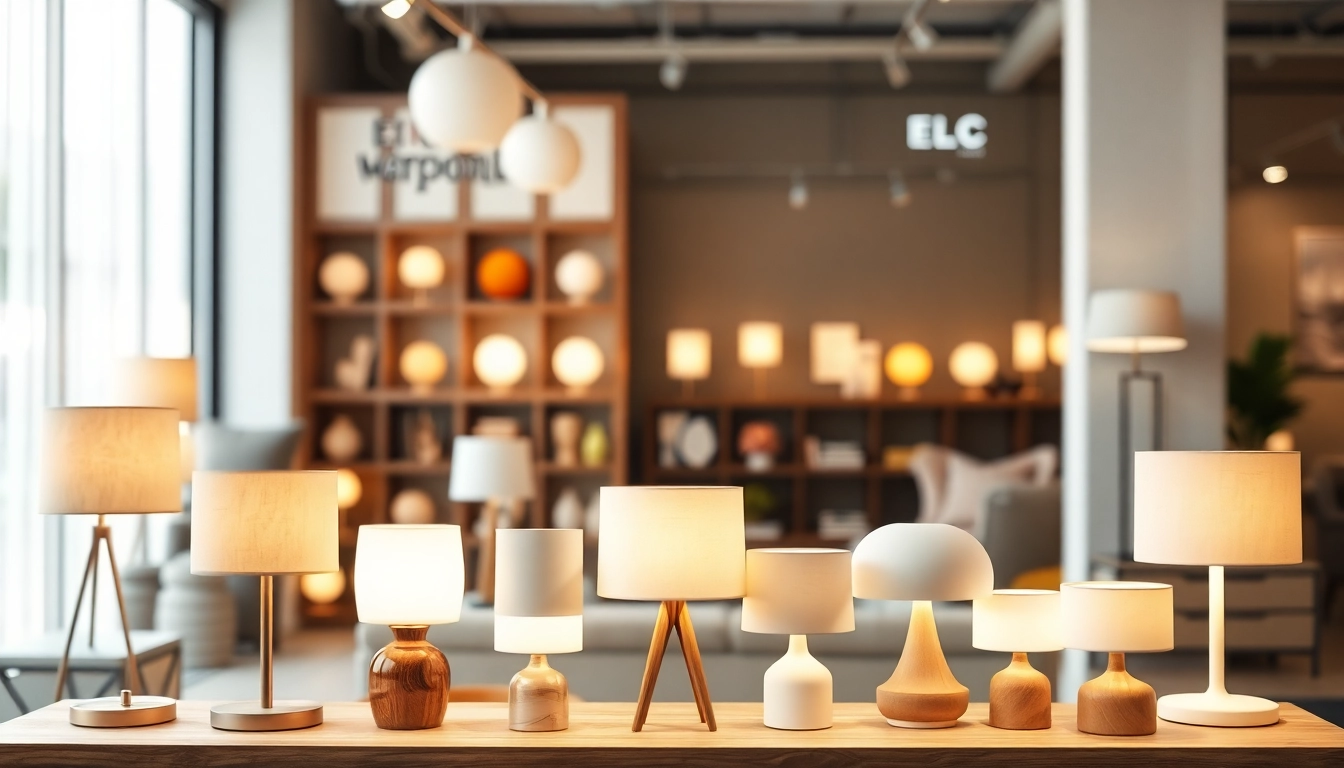 Discover ELC Lamps Online in a sophisticated modern store showcasing stylish lamp designs.
