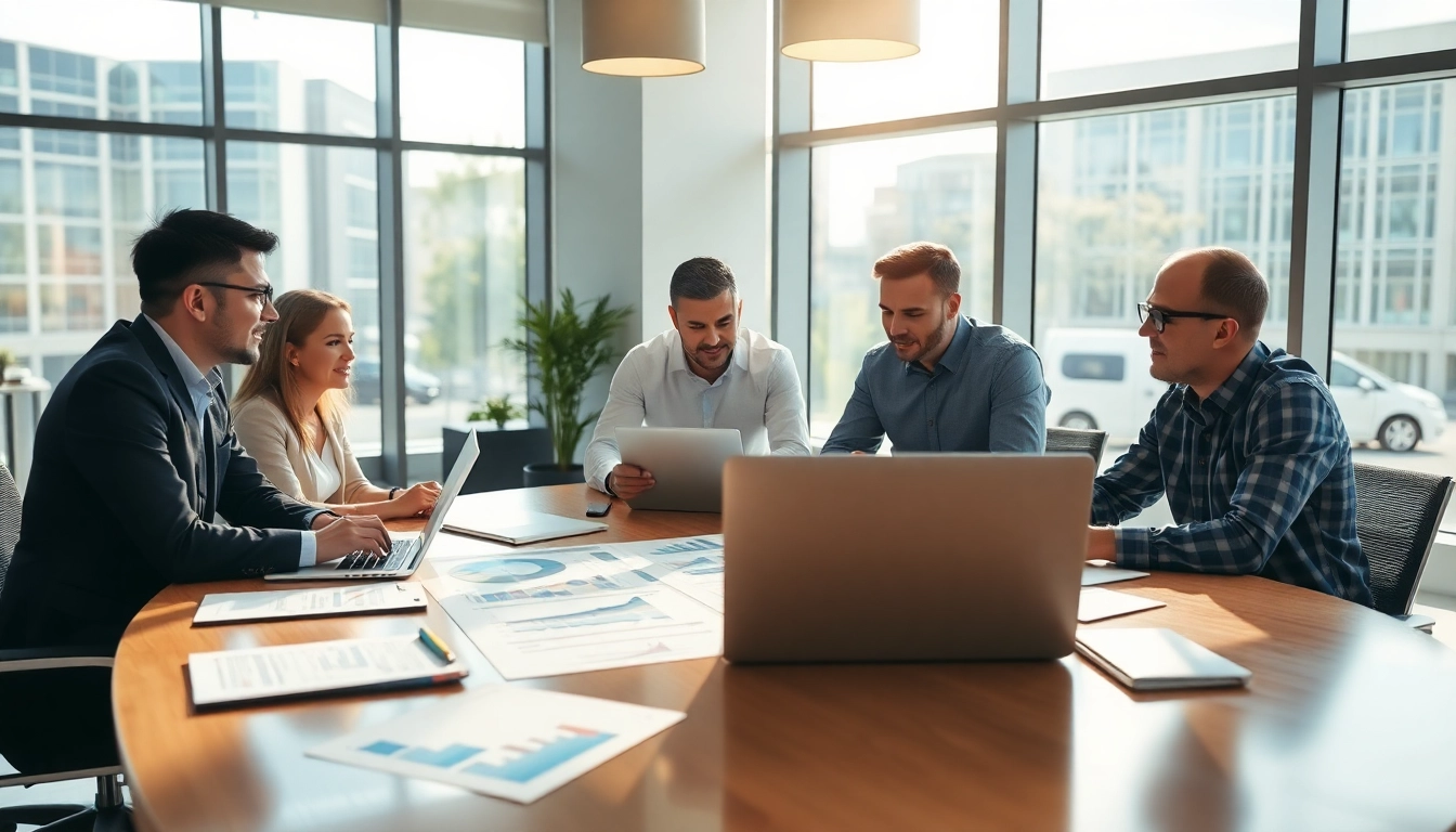 Analyze competitor pricing during a dynamic group meeting with charts and laptops.