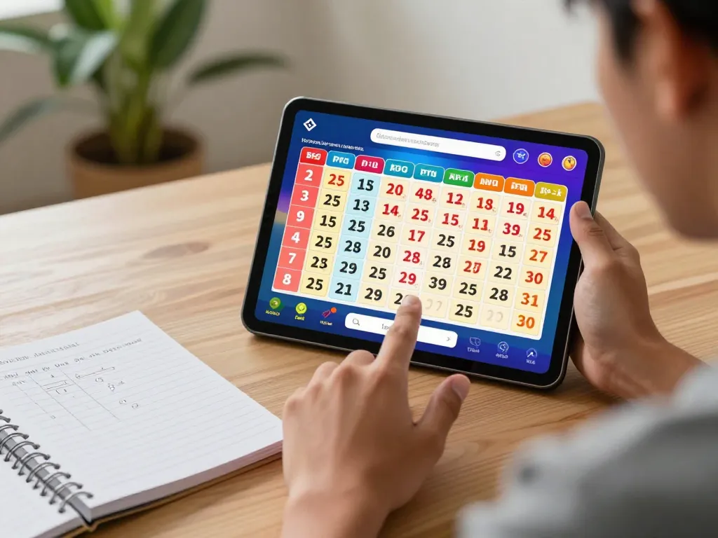 Engaging in togel jakarta online betting with vibrant interface and focused attention