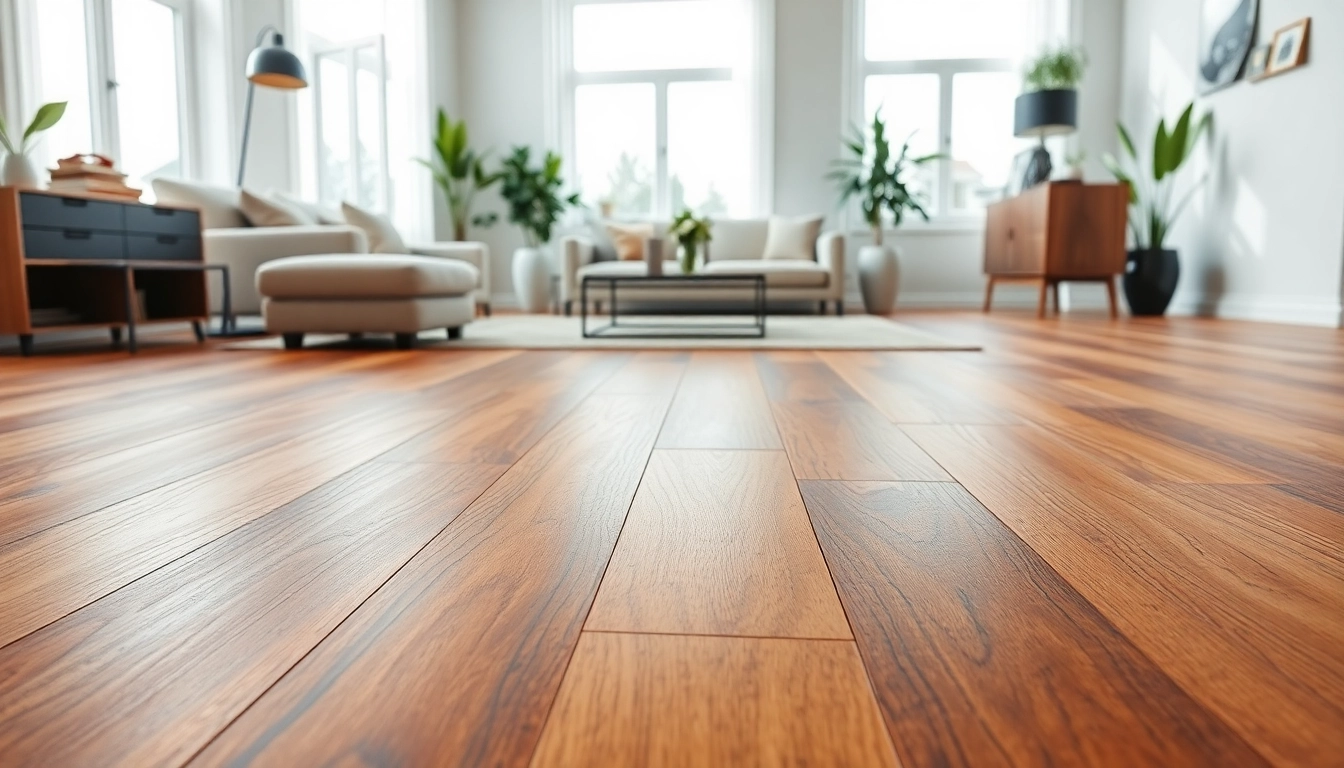 Showcasing luxury vinyl flooring in a stylish modern living room with ample natural light.