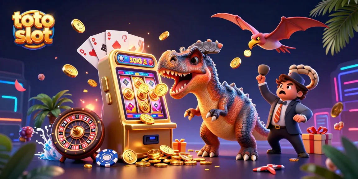 Engage with the thrilling action of toto slot as characters celebrate a jackpot win amid flying coins and vibrant gaming elements.