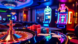 Engage in thrilling casino action at 789BET with poker chips, roulette, and slot machines.