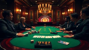 Engaging poker players at a luxurious casino table, showcasing hidden wiki dark web elements.