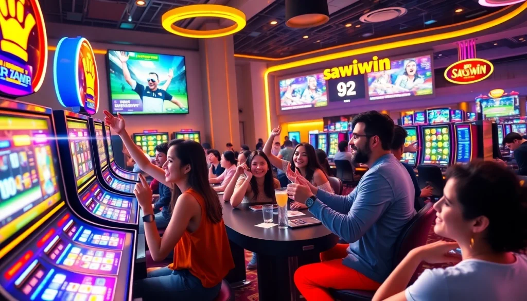 Trải nghiệm lối chơi đầy kịch tính tại Saowin 92 Win với các yếu tố casino sống động và người chơi hào hứng.
