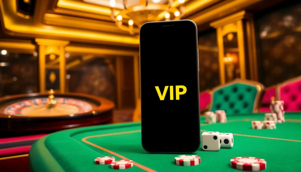 Trải nghiệm sự hồi hộp với ứng dụng Bet VIP trên điện thoại thông minh giữa bầu không khí sòng bạc sống động.