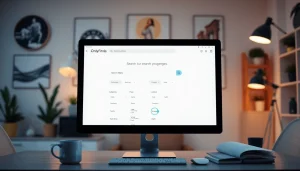 OnlyFans Nearby Creators search interface on a modern computer screen showcasing filter options.