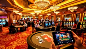 S88 nhà cái gaming experience with vibrant casino tables and enthusiastic players.