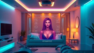 Immersive NSFW AI interaction in a modern virtual reality setting, showcasing personalized AI characters.