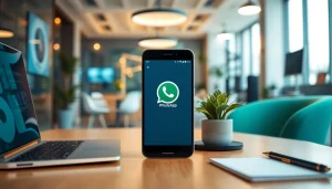 Enhance your messaging experience with GB WhatsApp showcased in a modern workspace.